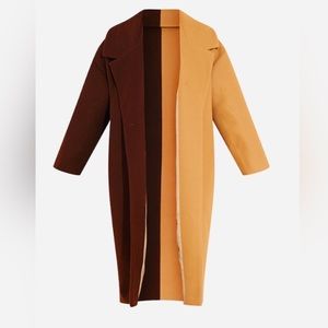 Pretty Little Thing Camel Two Tone Drop Shoulder Oversized Coat SOLD OUT Size 2